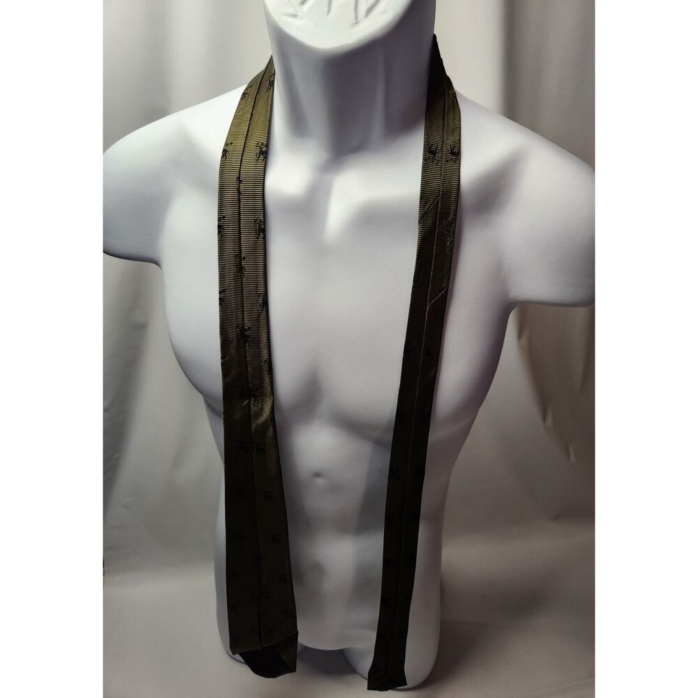 Vintage Olive Green Woven Necktie Pegasus Motif